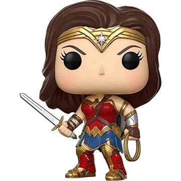 POP Justice League Movie - Wonder Woman Funko Vinyl Figure (Bundled with Compatible Box Protector Case), Multicolored, 3.75 inches