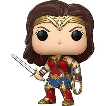 POP Justice League Movie - Wonder Woman Funko Vinyl Figure (Bundled with Compatible Box Protector Case), Multicolored, 3.75 inches