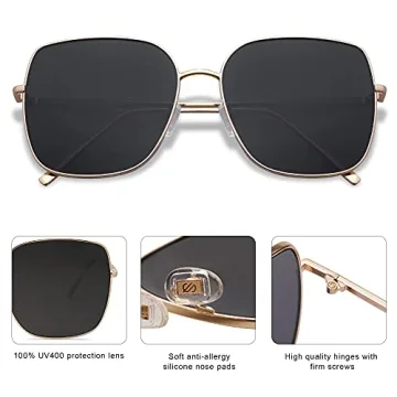 SOJOS Oversized Square Sunglasses UV Protection Retro Style