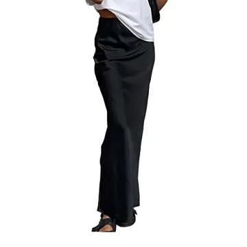 Elegant Satin High Waist Maxi Skirt for Versatile Style