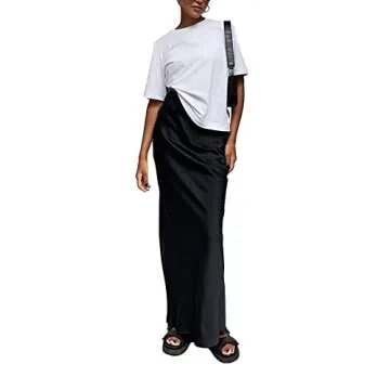 Elegant Satin High Waist Maxi Skirt for Versatile Style