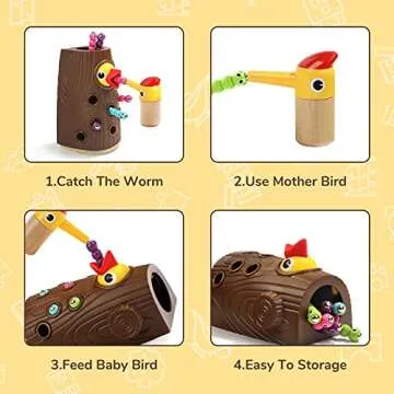 TOP BRIGHT Montessori Toys - Bird Feeding Game for Toddlers