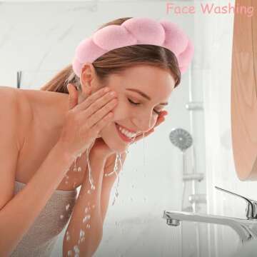 Chanaco Skincare Headband Spa Headband Makeup Headband Face Wash Headband Non-slip Pink Sponge Hair Band Blue Headband for Washing Face Hair Accessories for Women Girls Gifts