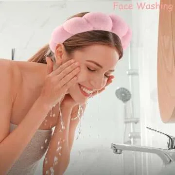 Chanaco Skincare Headband Spa Headband Makeup Headband Face Wash Headband Non-slip Pink Sponge Hair Band Blue Headband for Washing Face Hair Accessories for Women Girls Gifts