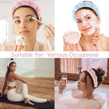 Chanaco Skincare Headband Spa Headband Makeup Headband Face Wash Headband Non-slip Pink Sponge Hair Band Blue Headband for Washing Face Hair Accessories for Women Girls Gifts