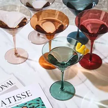 Muted Martini Glassware Set of 6 - Elegant Cocktail Glasses