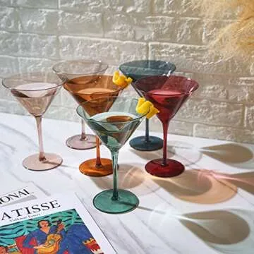 Muted Martini Glassware Set of 6 - Elegant Cocktail Glasses