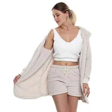 Womens Fuzzy Warm Sherpa 3 Piece Outfit for Cozy Style
