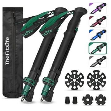 TheFitLife Collapsible Trekking Poles for Hiking – Lightweight Folding Walking Sticks with Extra-L...
