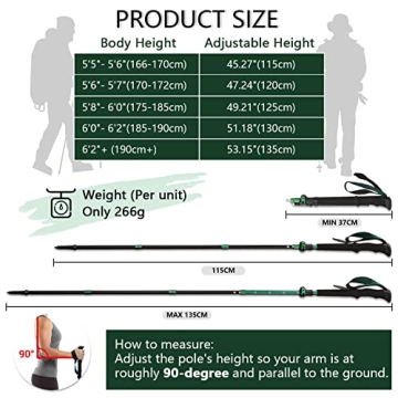 TheFitLife Collapsible Trekking Poles for Hiking – Lightweight & Durable