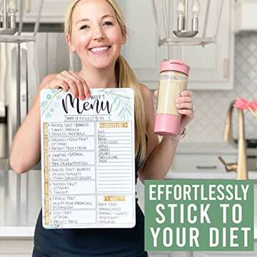 Hadley Designs Magnetic Meal Planner for Refrigerator, Greenery Magnetic Weekly Menu Board Chart, Weekly Meal Planner Dry Erase Board for Refrigerator, Magnetic Menu Board for Fridge