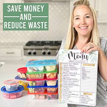 Hadley Designs Magnetic Meal Planner for Refrigerator, Greenery Magnetic Weekly Menu Board Chart, Weekly Meal Planner Dry Erase Board for Refrigerator, Magnetic Menu Board for Fridge