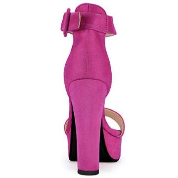 IDIFU 5 inch Platform Heels for Women IN5 Sabrina Sandals Chunky High Heels Ankle Strap Sexy Elegant Shoes at Wedding Bridal Evening Party(7.5, Rose Red Suede)