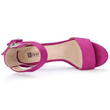 IDIFU 5 inch Platform Heels for Women IN5 Sabrina Sandals Chunky High Heels Ankle Strap Sexy Elegant Shoes at Wedding Bridal Evening Party(7.5, Rose Red Suede)