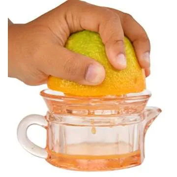 HOME-X Nostalgia Style Glass Citrus Juicer, Manual Juice Press, Retro Nostalgic Lemon, Orange Juicer-2 Pcs-Pink