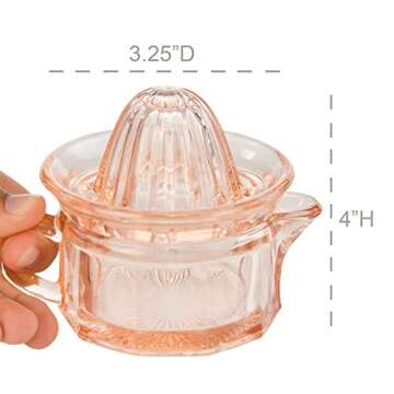 HOME-X Nostalgia Style Glass Citrus Juicer, Manual Juice Press, Retro Nostalgic Lemon, Orange Juicer-2 Pcs-Pink