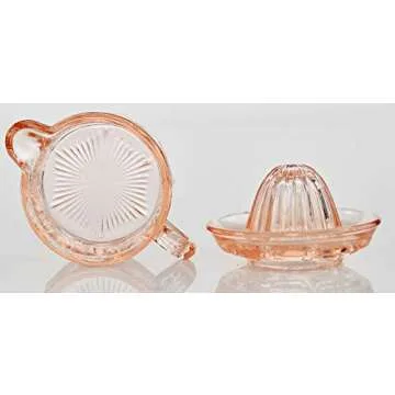 HOME-X Nostalgia Style Glass Citrus Juicer, Manual Juice Press, Retro Nostalgic Lemon, Orange Juicer-2 Pcs-Pink