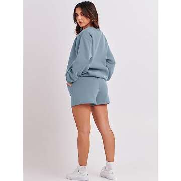 ANRABESS Cozy Women’s Sweat Shorts Set in Blue
