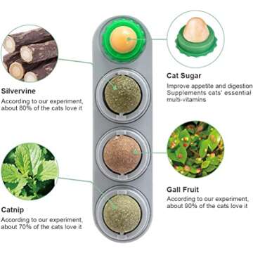 Cayse Cat Toys, 4 Natural Silvervine Catnip Balls, Edible Catnip Wall Toys, Safe Healthy Kitty Toys ...