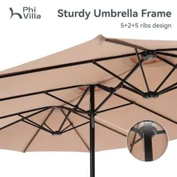 PHI VILLA 15ft Patio Umbrella - Perfect Outdoor Shade Solution