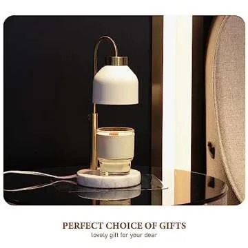 AIKUT Candle Warmer Lamp, with 2 Bulbs,Timer & Dimmer,Height Adjustable Electric Top Candle Melter,Compatible with Large Yankee Candle Jars,3 Wick Candles,110-120v, (White Marble)