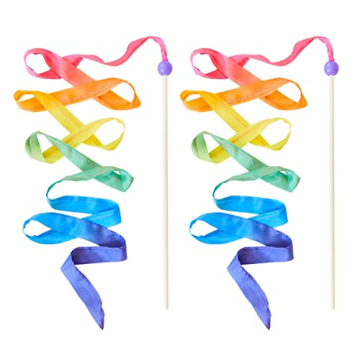 Sarah's Silks Rainbow Streamer - Enchanting 8' Ribbon Wand for Active Play and Dance