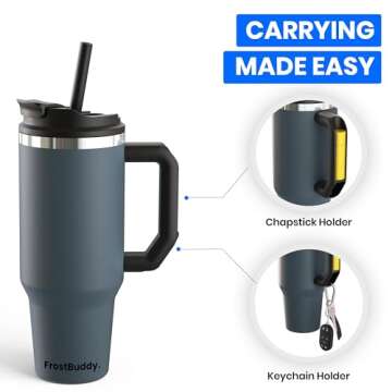 Frost Buddy Thicc Buddy - 40 oz Stainless Steel Vacuum Insulated Tumbler with Lid and Straw for Wate...