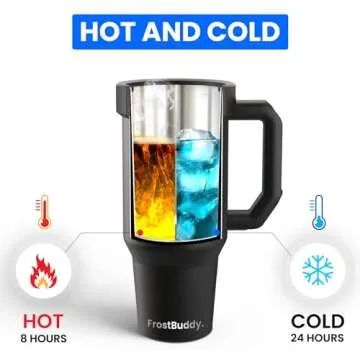 Frost Buddy Thicc Buddy - 40 oz Stainless Steel Vacuum Insulated Tumbler with Lid and Straw for Water - Travel Mug Cupholder Friendly - Gifts for Women Men Him Her (Black Leopard)