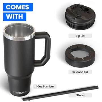 Frost Buddy Thicc Buddy - 40 oz Stainless Steel Vacuum Insulated Tumbler with Lid and Straw for Water - Travel Mug Cupholder Friendly - Gifts for Women Men Him Her (Black Leopard)