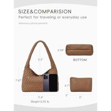 CLUCI Woven Shoulder Bag for Women Vegan Leather Purse Hobo Handbag 2PS