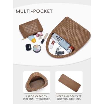 CLUCI Woven Shoulder Bag for Women Vegan Leather Purse Hobo Handbag 2PS