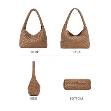 CLUCI Woven Shoulder Bag for Women Vegan Leather Purse Hobo Handbag 2PS