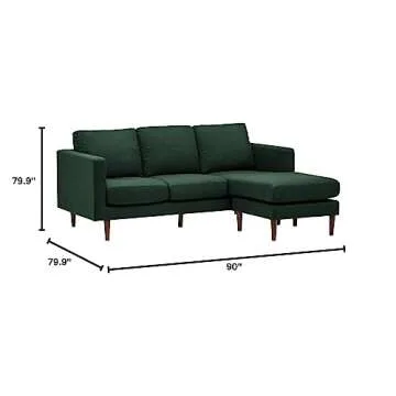 Amazon Brand – Rivet Revolve Modern Upholstered Sofa with Reversible Sectional Chaise, 80"W, Heritage Green