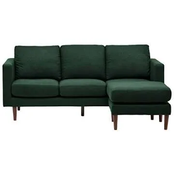 Amazon Brand – Rivet Revolve Modern Upholstered Sofa with Reversible Sectional Chaise, 80"W, Heritage Green