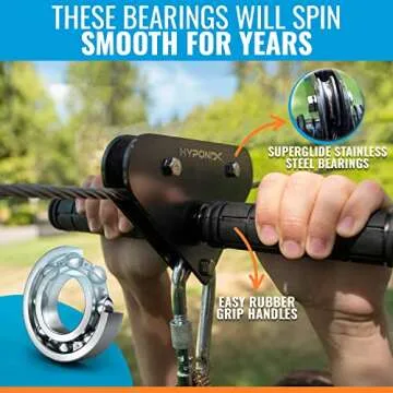 Zip Line Kit for Kids and Adults, 100/120 / 150/200 ft, Up to 350 Lbs, Rustproof Stainless Steel, Quick Setup with Ratchet, Safety Harness, Backyard Adventure Fun Includes Climbing Holds