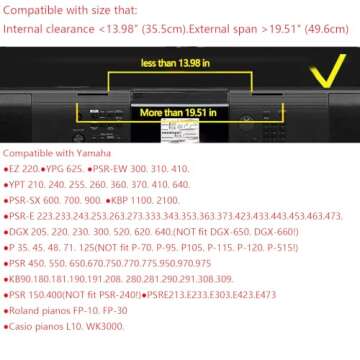 AzulySlec Music Stand for Sheet Music,Compatible with Yamaha PSR/YPT/KB/DGX Series,Includes 2 music book clip& Piano Keyboard Stickers for 37-88 Key Models