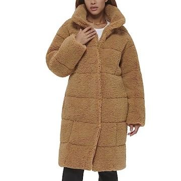 Levi's Women's Long Length Patchwork Quilted Teddy Coat - Warm & Stylish