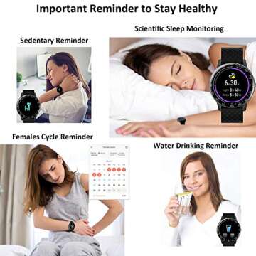 Hongmed Smart Watch, Fitness Watch with Blood Pressure Oxygen Monitor for Android Phones and iPhone Compatible, Waterproof Activity Tracker for Men and Women Black