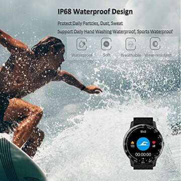 Hongmed Smart Watch, Fitness Watch with Blood Pressure Oxygen Monitor for Android Phones and iPhone Compatible, Waterproof Activity Tracker for Men and Women Black