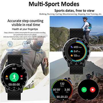 Hongmed Smart Watch, Fitness Watch with Blood Pressure Oxygen Monitor for Android Phones and iPhone Compatible, Waterproof Activity Tracker for Men and Women Black