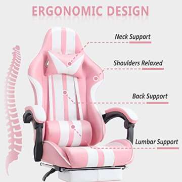 Ferghana Gaming Chairs with Footrest,Computer Game Chair,Massage Gaming Chairs,Christmas,Xmas Gift,PC Gaming Chairs for Adults Teens for Gaming Live Streaming Room(Pink,Racing Version)