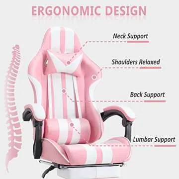 Ferghana Gaming Chairs with Footrest,Computer Game Chair,Massage Gaming Chairs,Christmas,Xmas Gift,PC Gaming Chairs for Adults Teens for Gaming Live Streaming Room(Pink,Racing Version)