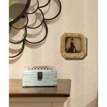 YULINK 3x3 Small Antique Gold Square Picture Frame & 3x3 Mini Vintage Round Picture Frame, Bundle