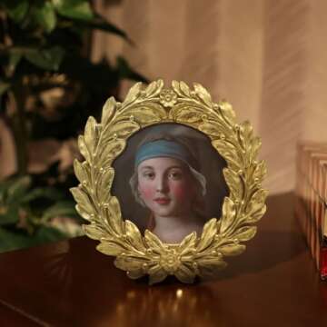 YULINK 3x3 Small Antique Gold Square Picture Frame & 3x3 Mini Vintage Round Picture Frame, Bundle