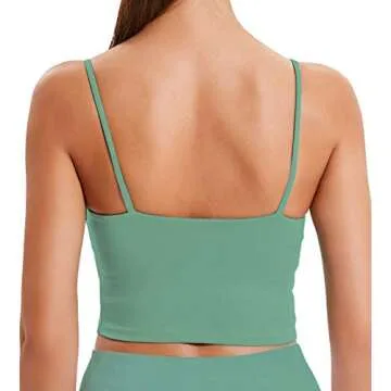 Women's Sports Bras Comfy Padded Gym Workout Crop Top Camisole Shirt Running Cami Yoga Crop Tank Tops Green