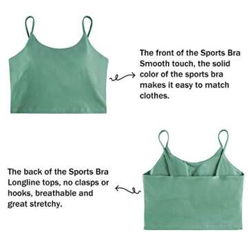 Women's Sports Bras Comfy Padded Gym Workout Crop Top Camisole Shirt Running Cami Yoga Crop Tank Tops Green