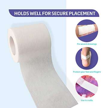Conkote Soft Paper Surgical Tape 1" x 10 Yards, Gentle Adhesion and Hypoallergenic, 12 Rolls