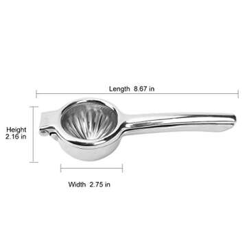Lemon Squeezer Stainless Steel with Premium Quality Heavy Duty Solid Metal Squeezer Bowl - Large Manual Citrus Press Juicer and Lime Squeezer Stainless Steel - Durable Stainless (LUFU) Lemon Squeezer