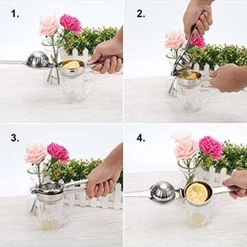 Lemon Squeezer Stainless Steel with Premium Quality Heavy Duty Solid Metal Squeezer Bowl - Large Manual Citrus Press Juicer and Lime Squeezer Stainless Steel - Durable Stainless (LUFU) Lemon Squeezer