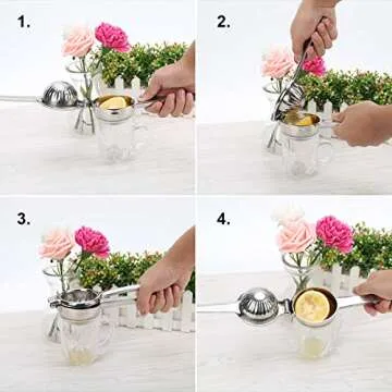 Lemon Squeezer Stainless Steel with Premium Quality Heavy Duty Solid Metal Squeezer Bowl - Large Manual Citrus Press Juicer and Lime Squeezer Stainless Steel - Durable Stainless (LUFU) Lemon Squeezer